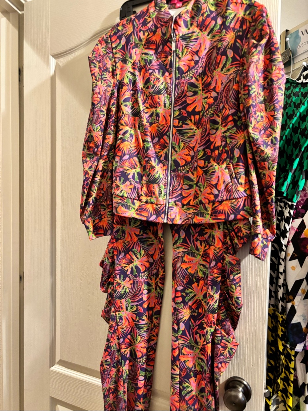 Sassy Jones Tropical Floral Jogger Set - Pink & Purple & Orange